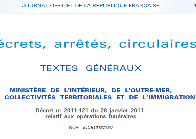 Décret n°2020-1567 du 11 décembre 2020 - Mesures concernant le domaine funéraire